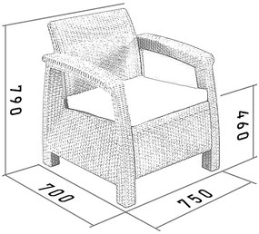 DEOKORK Záhradná ratanová zostava CORFU MINI 1+4 hnedá