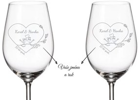 Dekorant Poháre k výročiu na biele víno VTÁČKY