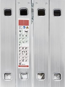 Hliníkový skladací rebrík 3,6 m, 4 dielny, 6 priečok, 150 kg