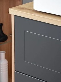 Závěsná skříňka Madera se zápustným umyvadlem 60 cm grafitová/dub artisan