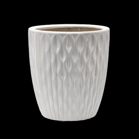 Garden Line KERAMICKÝ OBAL NA KVETINOVÝ KÔŠ 32 x 32 x 35,5 CM, BIELY LESK *2418