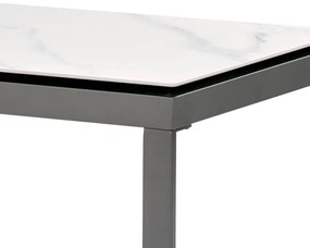 AUTRONIC Konferenčný stolík 120x60, biely mramor, šedý kov AHG-284 WT