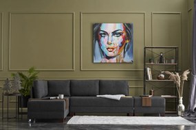 Rohová rozkládací pohovka Fly 280 cm se stolky antracit levá