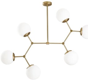 Závesné svietidlo pre 6 žiaroviek v zlato-bielej farbe Opviq lights Damar