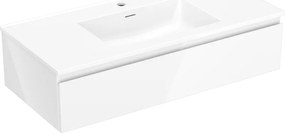 Mexen Orio, kúpeľňová skrinka 100 cm s umývadlom Otis, 1 zásuvka, biela lesklá, 91A10-10023-1-BF00-W18M00