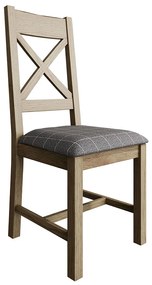 Jedálenská stolička, operadlo do kríža, sivý látkový poťah, 44,5x51,6x105 cm
