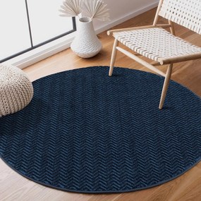 Dekorstudio Okrúhly jednofarebný koberec FANCY 805 - tmavo modrý Priemer koberca: 160cm
