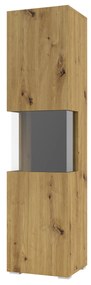 Vitrína Avernic Typ 05 (čierna + dub artisan). Akcia -19%. Vlastná spoľahlivá doprava až k Vám domov. 1042054