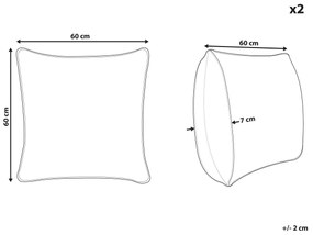Sada 2 dekoratívnych vankúšov 60 x 60 cm béžová LAPSANA Beliani