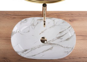 Rea Cleo Aiax, umývadlo na dosku 605x410x120 mm, biela-imitácia kameňa Aiax, REA-U9656