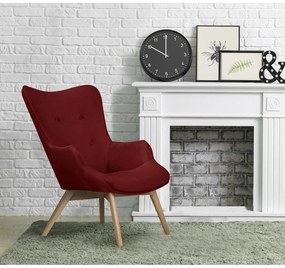 Červené zamatové kreslo Niko – Ropez