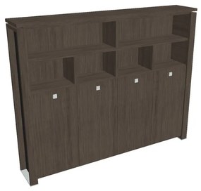 Vysoká šatníková skriňa Verno+ S 260 x 46 x 210 cm, s regálom, dub antracit / čierna