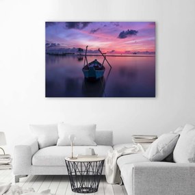 Obraz na plátně Loď na jezeře Purple - 120x80 cm