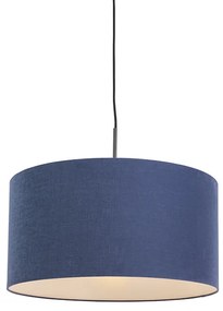 Moderná závesná lampa čierna so staromodrým tienidlom 50 cm - Combi 1