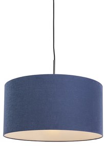 Moderné závesné svietidlo čierne s antickým modrým tienidlom 50 cm - Combi 1