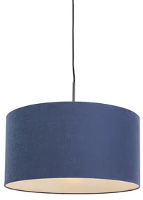 Moderné závesné svietidlo čierne s antickým modrým tienidlom 50 cm - Combi 1