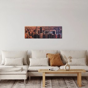 Obraz - Pohľad na metropole (s hodinami) (90x30 cm)