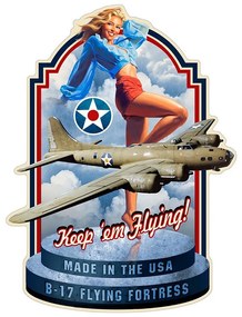 Modrá nástenná kovová ceduľa B-17 - 45*1*60 cm