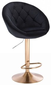 LuxuryForm Barová stolička VERA VELUR na zlatom tanieri - čierna