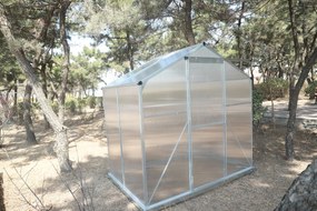 Skleník so základňou BestBerg BBGH‑406S / 2,5 m² / 130 × 190 × 194 cm / strieborná