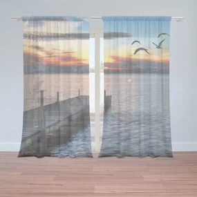 Sablio Záclony Západ slnka nad mólom: 2ks 150x250cm