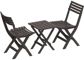 Skladací plastový balkónový nábytok 2+1, hnedy, Duramax IFOFXX081BR