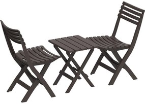 Skladací plastový balkónový nábytok 2+1, hnedy, Duramax IFOFXX081BR