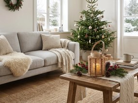 Lucerna s flitrami NATUR GLAM 26 cm, prírodná