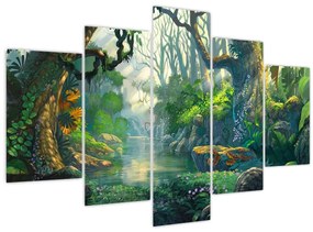 Obraz - Ilustrácia tropického lesa (150x105 cm)