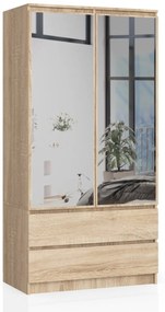 Šatníková skriňa Star so zrkadlom 90 cm dub sonoma