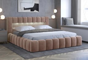 Manželská posteľ 160 cm Luxa (svetlohnedá) (s roštom, úl. priestorom a LED). Vlastná spoľahlivá doprava až k Vám domov. 1041560