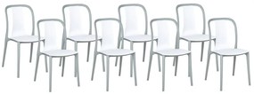 Sada 8 záhradných stoličiek biela/sivá SPEZIA Beliani