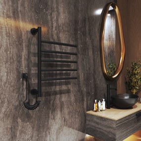 Gamma Awry, elektrický kúpeľňový radiátor s otočnými ramenami 516x622 mm, 75W, čierna, GMA-AWRY-622516-BK