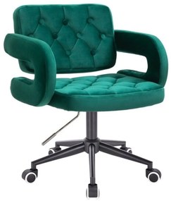LuxuryForm DESIGN Stolička ADRIA VELUR na čiernej podstave s kolieskami - zelená