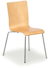 Drevená stolička s chrómovanou konštrukciou CLASSIC, prírodná