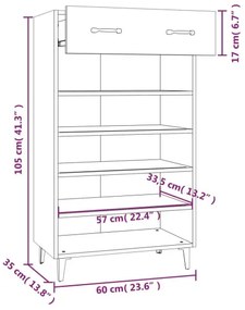 vidaXL Botník biely 60x35x105 cm spracované drevo-