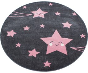 Ayyildiz, Kusový koberec Kids 610 pink kruh, 160x160 (priemer) kruh, ružová, detská izba