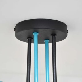 Prisadený luster OXFORD 4xE27/15W/230V čierna/tyrkysová