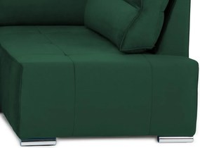 Rohová sedačka na trvalé spanie Island, tmavo zelená látka, pravý roh