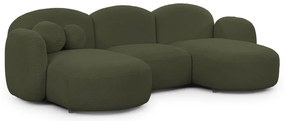 Zelená rohová pohovka z textílie buklé (do tvaru "U") Orbit – Ropez