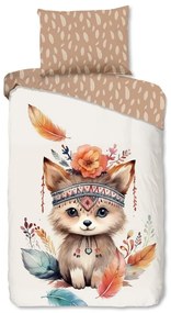 Hnedé/béžové bavlnené detské obliečky na jednolôžko 140x200 cm Hay – Good Morning