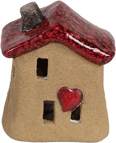 Decorative Figurine House 7x6x8 Cm Brown Red Ceramic - 7*6*8 cm