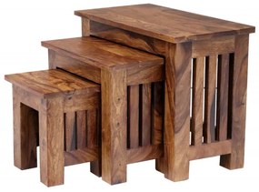 Odkladacie stolíky sada 3ks indický masív palisander Natural