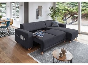 Antracitová rozkladacia/s úložným priestorom rohová pohovka Classy Sophie – Miuform