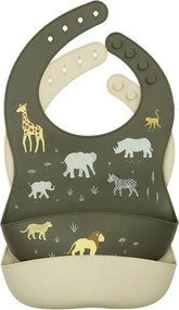 Sada 2 silikónových podbradníkov savana