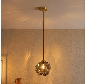 Závesný luster na lanku CRISTAL 1xE14/15W/230V mosadz/dymovo čierna