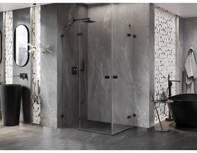 Mexen Lunar Duo, výklopný sprchový kút 120 x 75 cm, 8mm číre sklo, čierny profil, 834-120L-075P-70-00