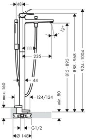 Hansgrohe Metropol, vaňová batéria na podlahu, kefovaný bronz, HAN-32532140