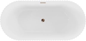 Mexen Paola, voľne stojaca vaňa, drážkovaná, 170 x 80 cm, biela lesklá, ružové zlato, 52721708000-60