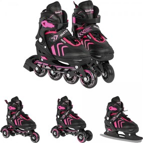 Ramiz Sada kolieskových korčúľ 4 v 1 Korčule pre deti Veľkosť 29-33 Ružová